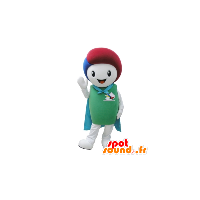 Mascotte de bonhomme blanc et vert avec une cape - MASFR031695 - Mascottes Homme