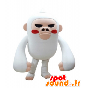 Hvid og lyserød abe-maskot ser hård ud - Spotsound maskot