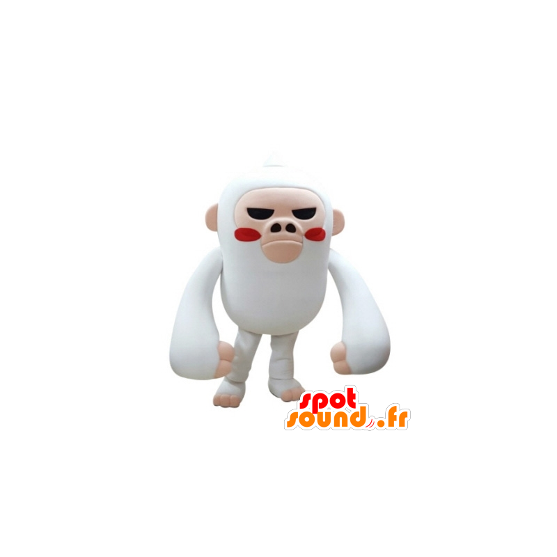 Hvit og rosa ape maskot å se voldsom - MASFR031698 - Monkey Maskoter