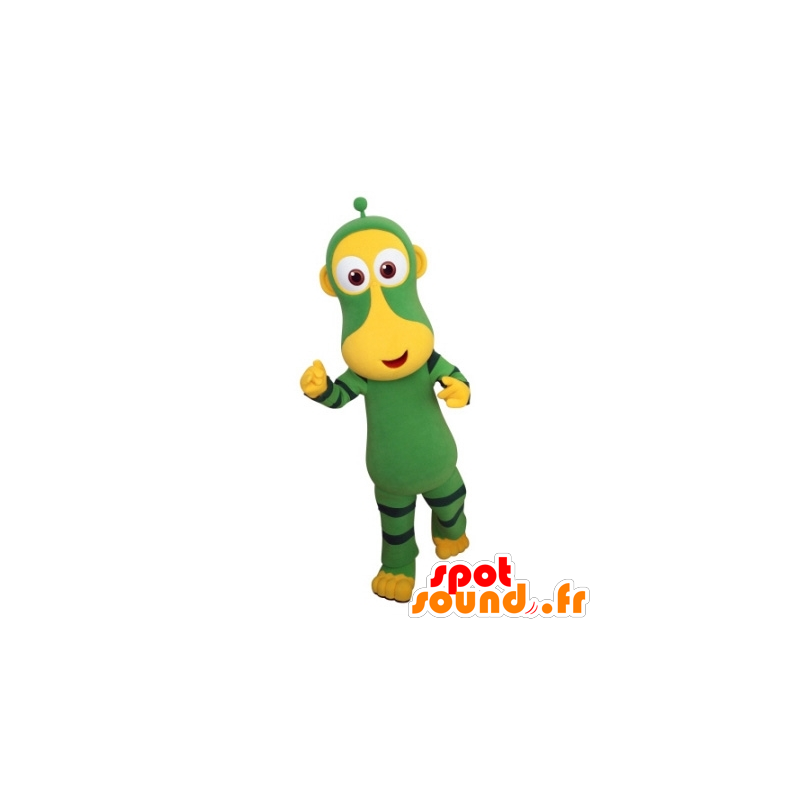 Grøn og gul abe maskot. Futuristisk dyremaskot - Spotsound
