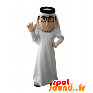 Mascot sultan con barba, con un vestido blanco y gafas de sol - MASFR031703 - Mascotas humanas