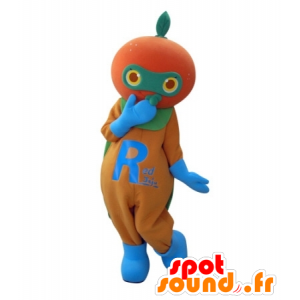 Mascotte d'abricot géant. Costume de pêche