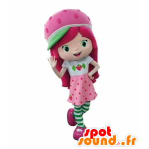 Charlotte aardbei mascotte, de beroemde roze meisje - MASFR031709 - Mascottes Boys and Girls