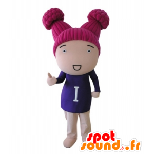 Puppe Maskottchen Mädchen mit rosa Haaren - MASFR031710 - Maskottchen-jungen und Mädchen