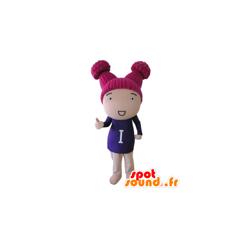 Doll mascot girl with pink hair - MASFR031710 - Mascots boys and girls