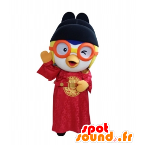 Mascot vogel in Aziatische outfit met een bril - MASFR031711 - Mascot vogels