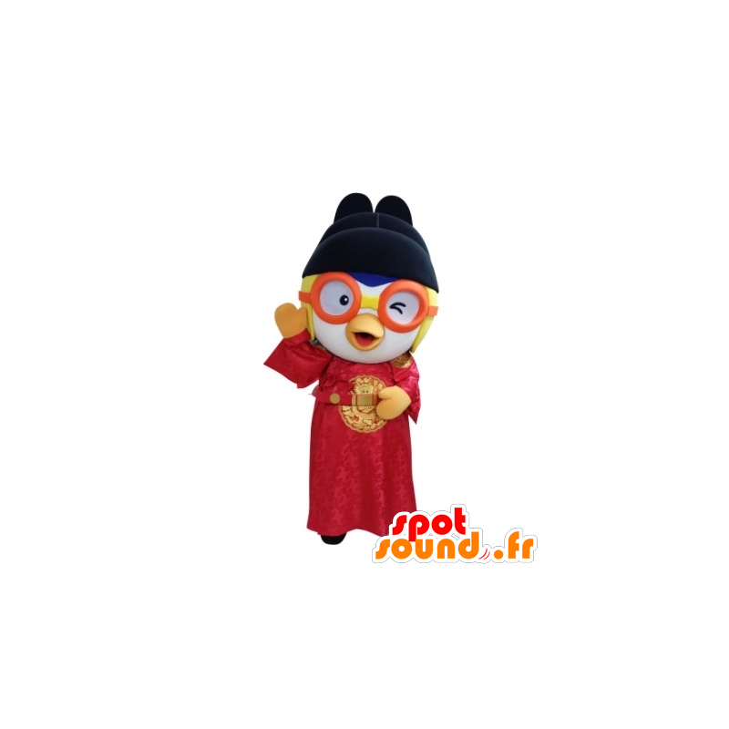 Asian bird mascot holding with glasses - MASFR031711 - Mascot of birds