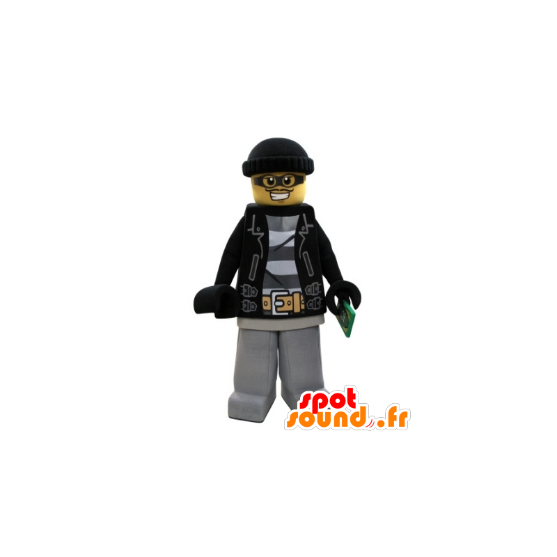 Mascotte de lego habillé en bandit avec un bonnet - MASFR031714 - Mascottes Humaines Mascotte de lego habillé en bandit avec un bonnet - MASFR031714 - Mascottes Humaines