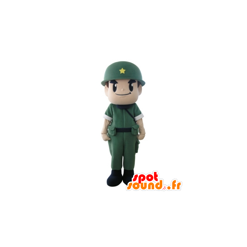 Mascotte de soldat, de militaire, avec un uniforme et un casque - MASFR031715 - Mascottes Humaines