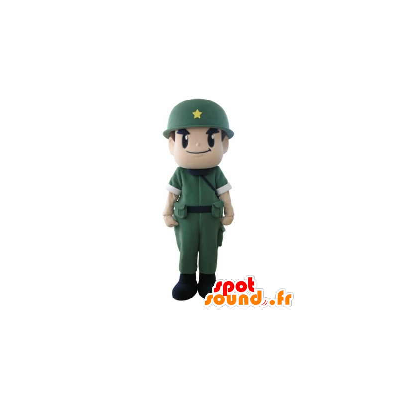 Soldier mascot, military with a uniform and a helmet - MASFR031715 - Human mascots