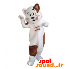 Biały i brązowy kot maskotka. maskotka dla smakoszy - MASFR031716 - Cat Maskotki