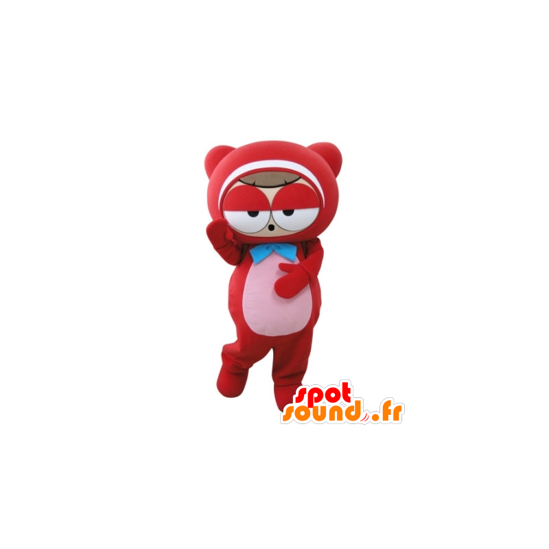 Mascot red man, Teddy, very funny - MASFR031717 - Bear mascot