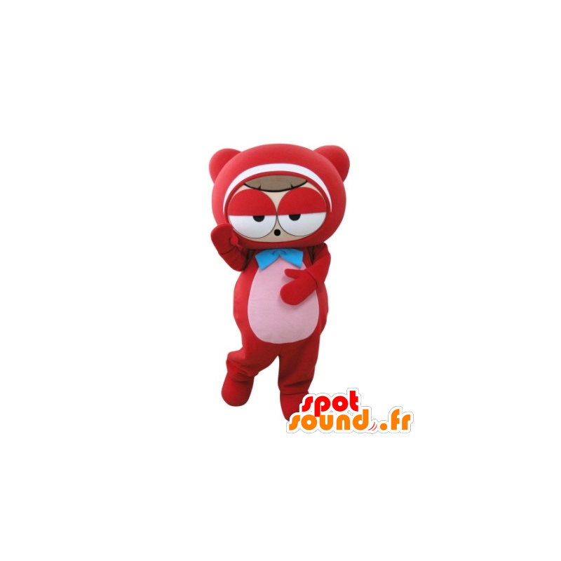 Mascotte de bonhomme rouge, de nounours, très rigolo - MASFR031717 - Mascotte d'ours