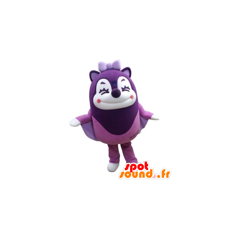 Purple mascot flying squirrel in the air laughing - MASFR031723 - Mascots squirrel