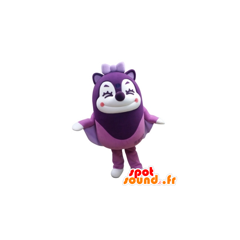 Mascot esquilo roxo voando no ar rindo - MASFR031723 - mascotes Squirrel