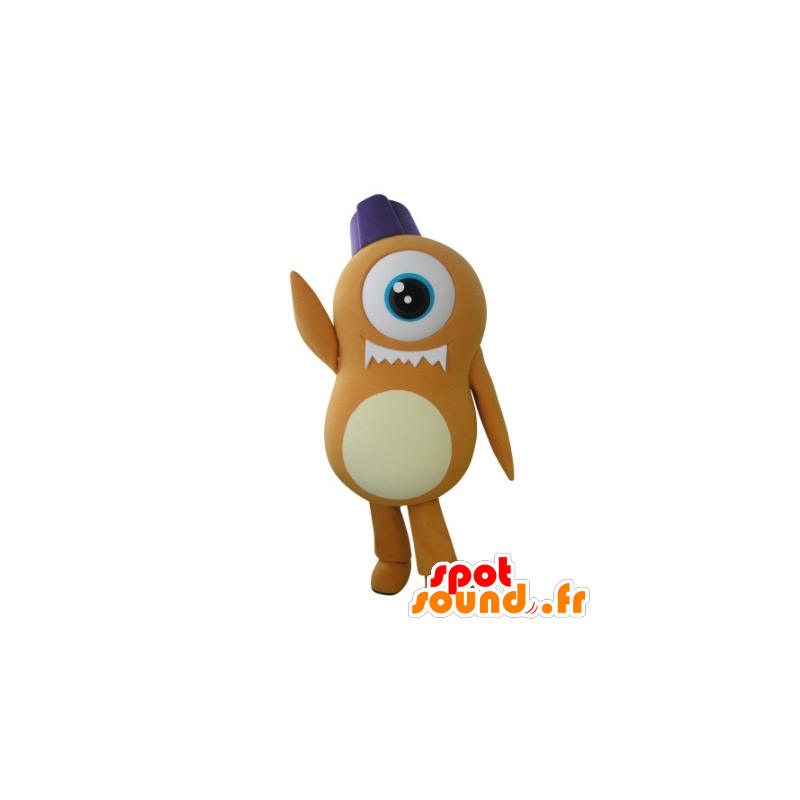 Mascot alien oranje cyclops - MASFR031726 - uitgestorven dieren Mascottes