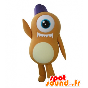 Mascot alien oranje cyclops - MASFR031726 - uitgestorven dieren Mascottes