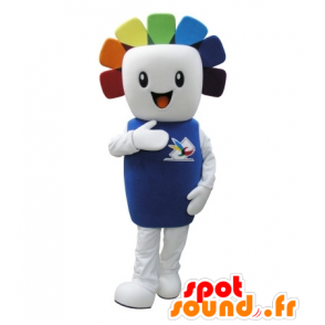 Branco Snowman mascote com cabelo colorido - MASFR031730 - Mascotes homem