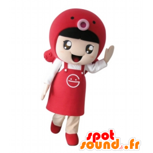 Mascot jente med et forkle og en fisk - MASFR031732 - Maskoter gutter og jenter