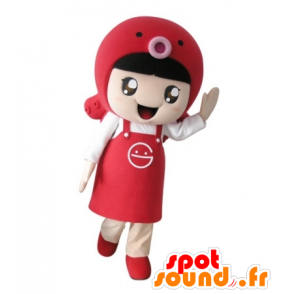 Girl mascot with an apron and a fish - MASFR031732 - Mascots boys and girls