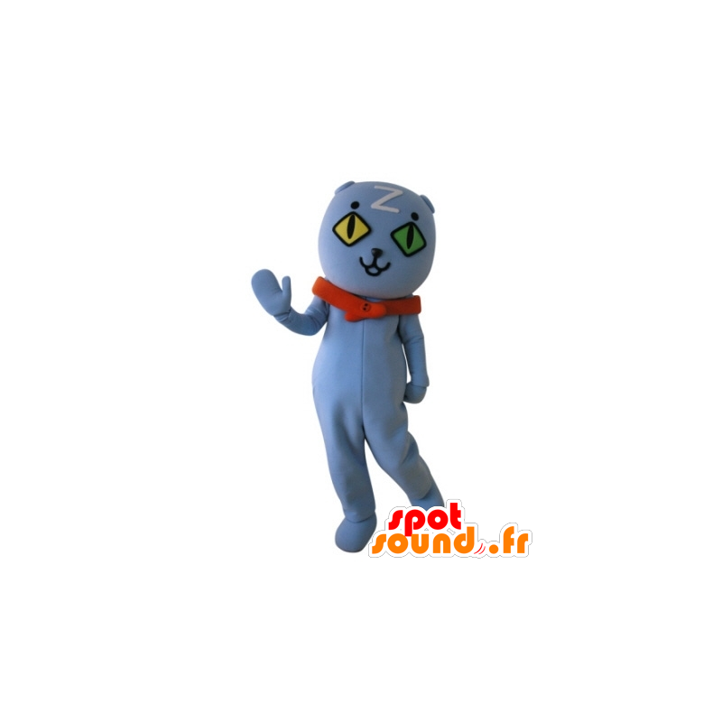 Cat mascot wall-eyed. blue teddy mascot - MASFR031733 - Bear mascot