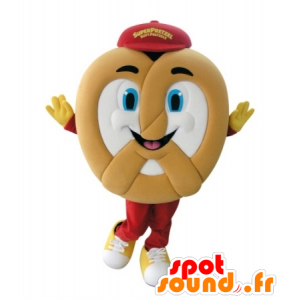 Pretzel giant mascot, cheerful - MASFR031736 - Food mascot