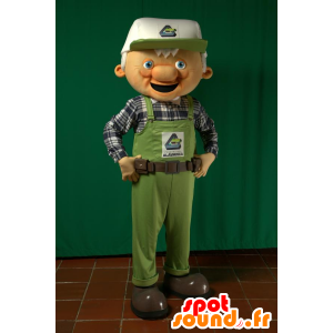 Old man mascot, workman in overalls - MASFR031737 - Human mascots