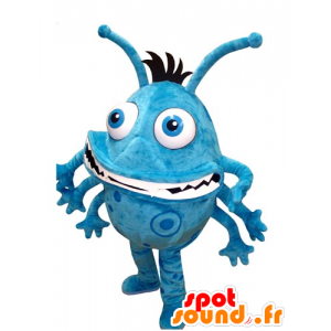 Mascotte de monstre, de bactérie bleue et blanc - MASFR031738 - Mascottes de monstres