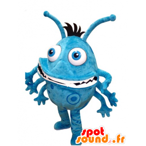Mascotte de monstre, de bactérie bleue et blanc - MASFR031738 - Mascottes de monstres