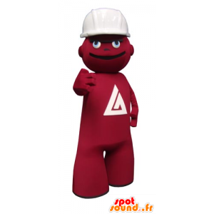 Mascotte de bonhomme rouge, d'ouvrier avec un casque - MASFR031740 - Mascottes Homme