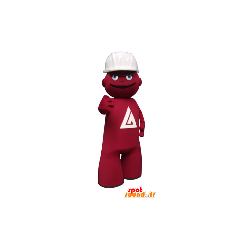 Mascotte de bonhomme rouge, d'ouvrier avec un casque - MASFR031740 - Mascottes Homme