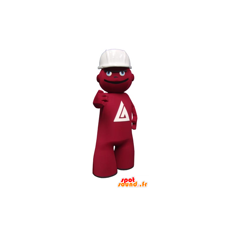 Mascot rode man, werknemer met een koptelefoon - MASFR031740 - man Mascottes