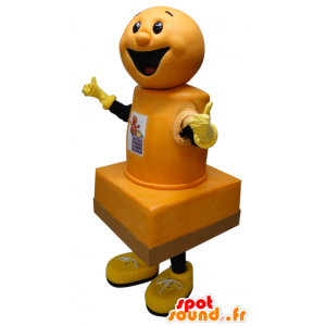 Yellow ink pad mascot, giant and smiling - MASFR031741 - Mascots of objects