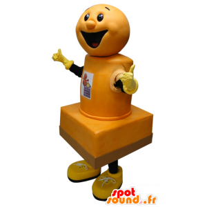 Amarelo tinta da almofada mascote, gigante e sorrindo - MASFR031741 - objetos mascotes