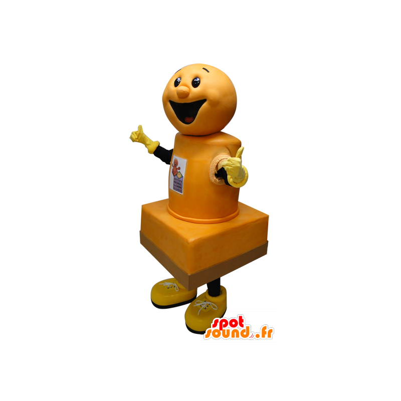 Keltainen leimasintyyny maskotti, jättiläinen ja hymyilevä - MASFR031741 - Mascottes d'objets