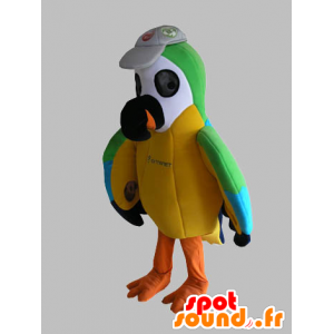 Multicolored parrot mascot, green, yellow and blue - MASFR031746 - Mascots of parrots