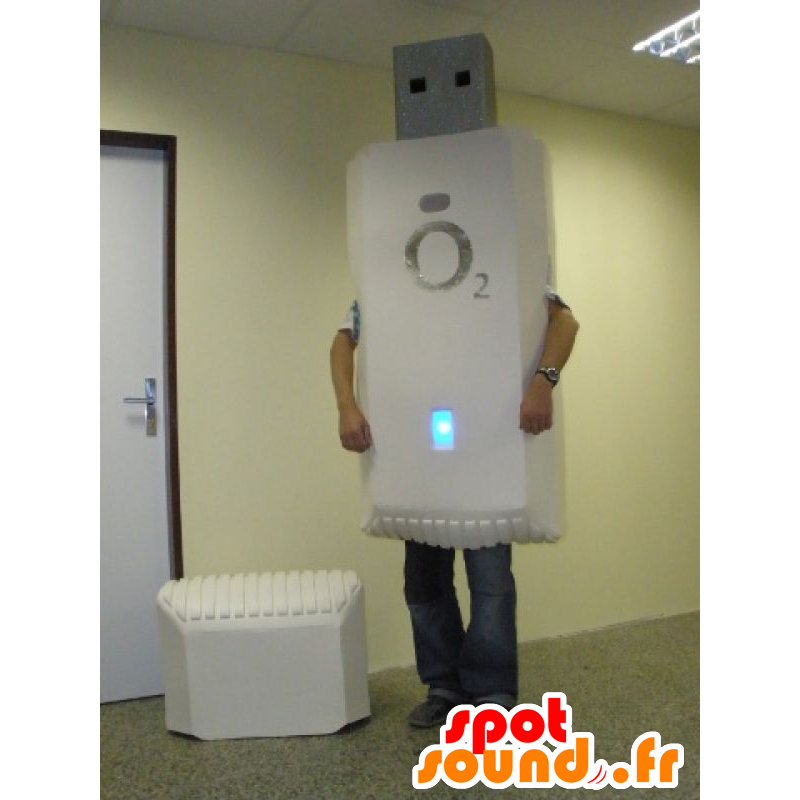 White USB mascot, giant - MASFR031749 - Mascots of objects