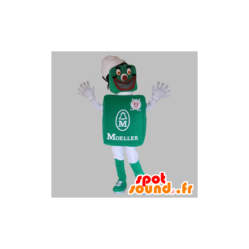 Mascot green and white man, all smiles - MASFR031752 - Human mascots