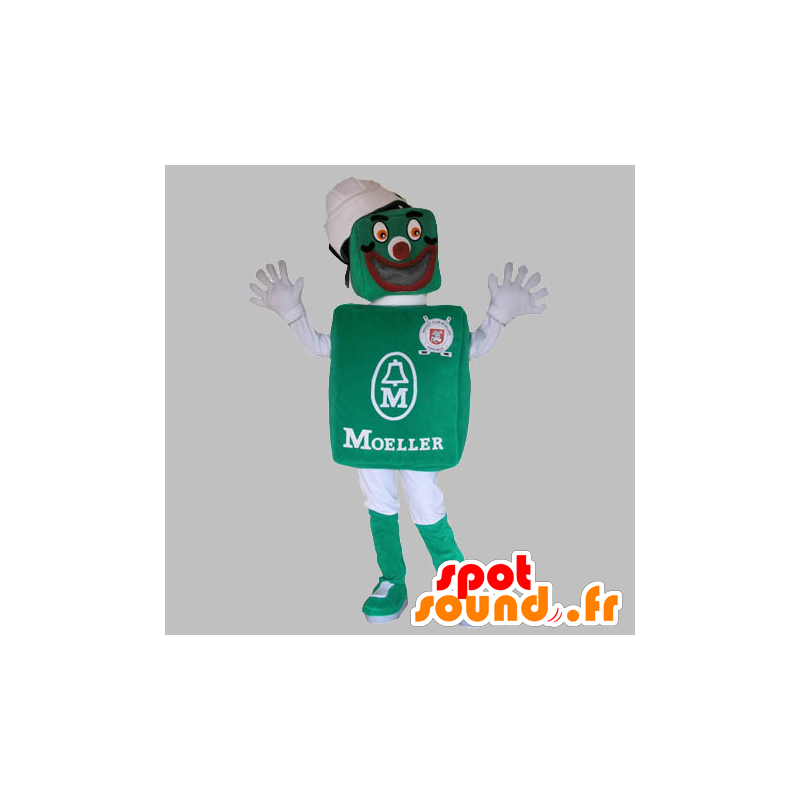 Mascotte de bonhomme vert et blanc, très souriant - MASFR031752 - Mascottes Homme