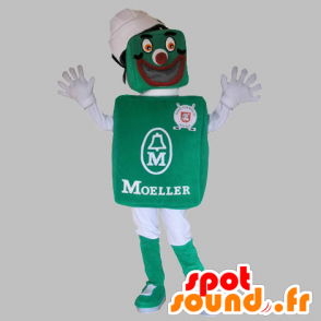 Mascot groene en witte man, en al glimlach - MASFR031752 - man Mascottes