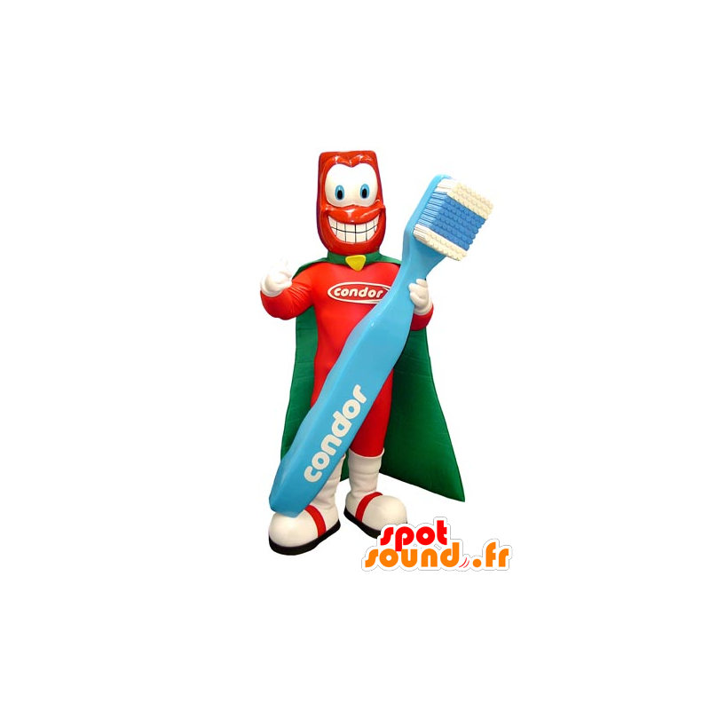 Mascotte de super-héros avec une brosse à dents géante - MASFR031755 - Mascotte de super-héros