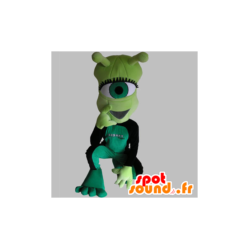 Mascotte alien cyclops, groen, erg grappig - MASFR031756 - uitgestorven dieren Mascottes
