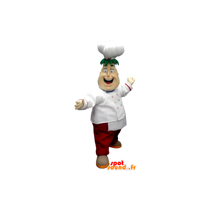 Chef mascotte met een schort en een koksmuts - MASFR031757 - Human Mascottes