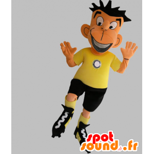 La mascota de fútbol en traje negro y amarillo - MASFR031760 - Mascota de deportes