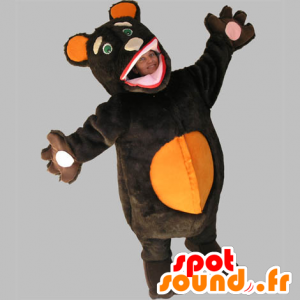 Brown bear mascot and orange, sweet and plump - MASFR031761 - Bear mascot