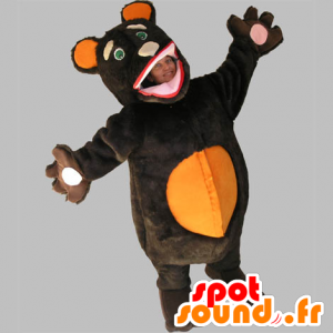 Marrón mascota del oso y naranja, dulce y rolliza - MASFR031761 - Oso mascota