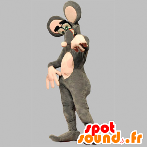 Gray and pink mouse mascot, very funny - MASFR031762 - Mouse mascot