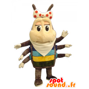 Mascotte de puce, d'insecte marron et beige à 6 pattes - MASFR031765 - Mascottes Insecte