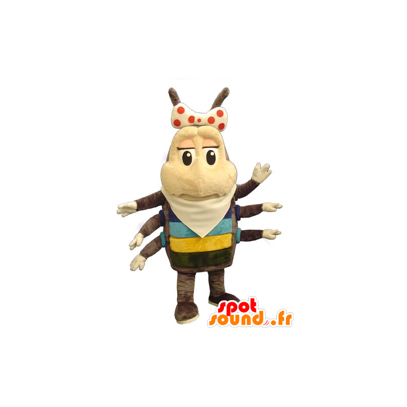 Mascot τσιπ, καφέ έντομα και μπεζ 6 πόδια - MASFR031765 - μασκότ εντόμων