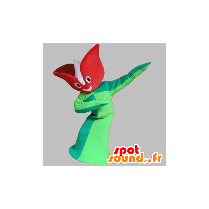 Mascot tulp, rode en groene bloem, reuze - MASFR031766 - mascottes planten